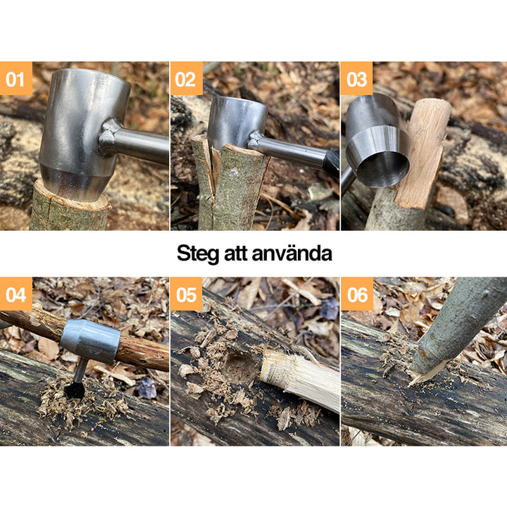 "Manuell handborr med robust design för överlevnad, camping och träborrning i vildmarken, perfekt för bushcraft."