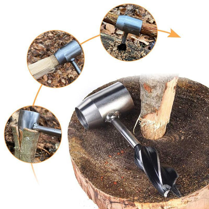 "Manuell handborr med robust design för överlevnad, camping och träborrning i vildmarken, perfekt för bushcraft."