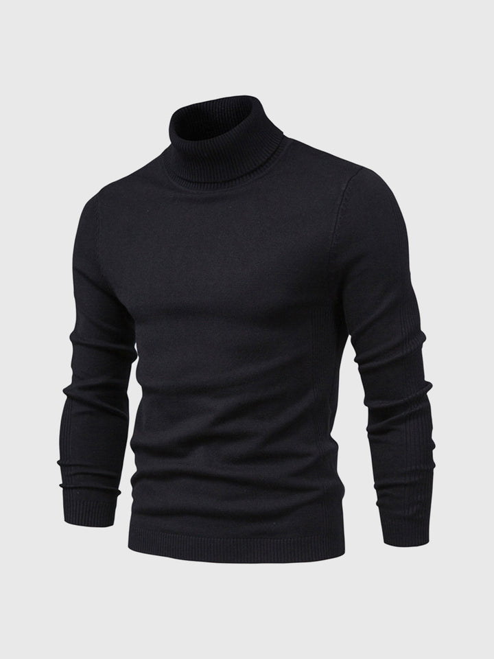 Svart smal herr polotröja. Mason design för en modern och bekväm passform, långärmad.
