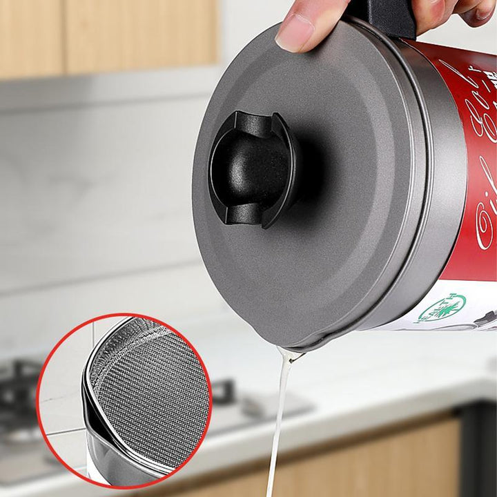 "Matoljefilter i polerat rostfritt stål, fettbehållare för säker återvinning, stilren design i silver."