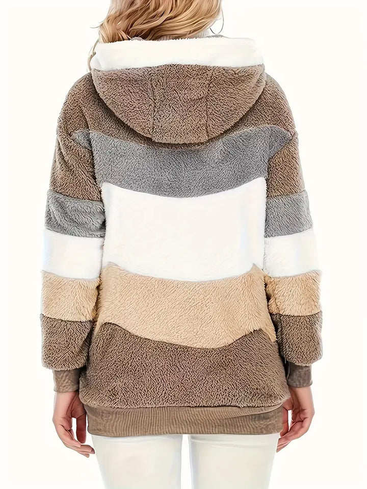 Layla damjacka, varm och bekväm med huva, mellanlång stil för kalla dagar.