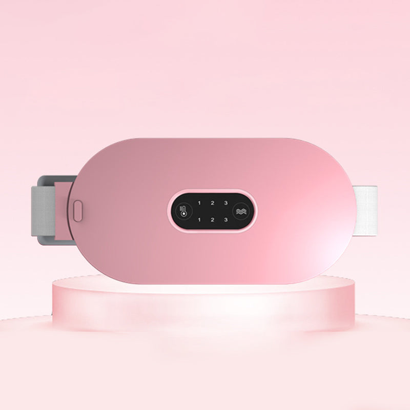 Menstruationslindrande bälte för kvinnor, grå design med justerbar värme och massagefunktion, för smärtlindring.