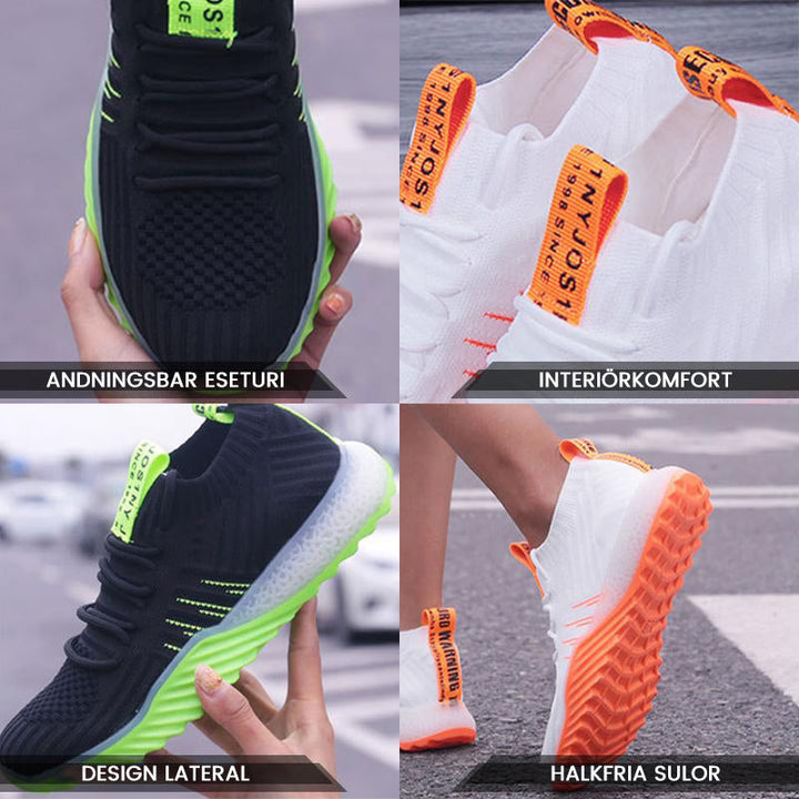 "Mesh dam sneakers i sportig design med vit andningsbar ovandel och halkfri yttersula, perfekt för aktiv livsstil."