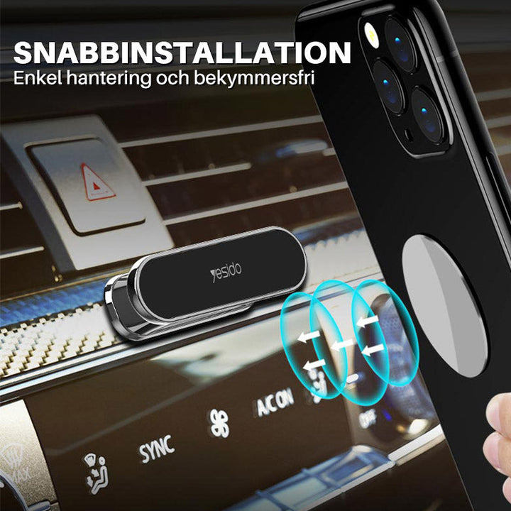 "Metallisk 360 graders roterbar magnetisk telefonhållare, stilfull design, passar smidigt i bilens interiör för säker monteri