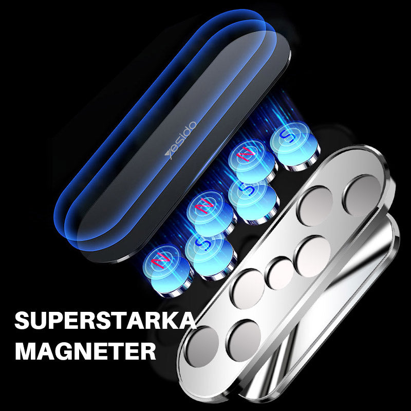 "Metallisk 360 graders roterbar magnetisk telefonhållare, stilfull design, passar smidigt i bilens interiör för säker monteri