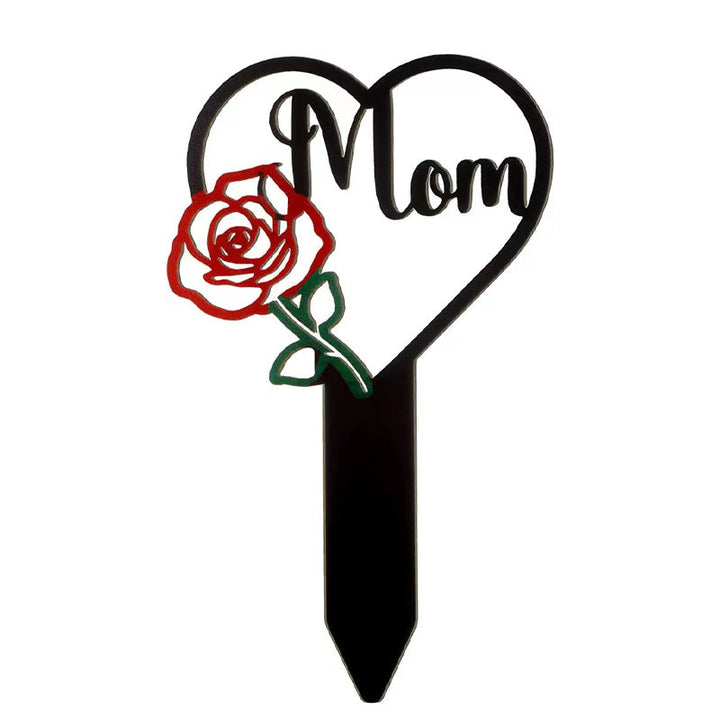 "Metallminne Korsstav för Föräldrar med rosor, robust ståldesign för att hedra minnen på kyrkogårdar och minnesplatser."