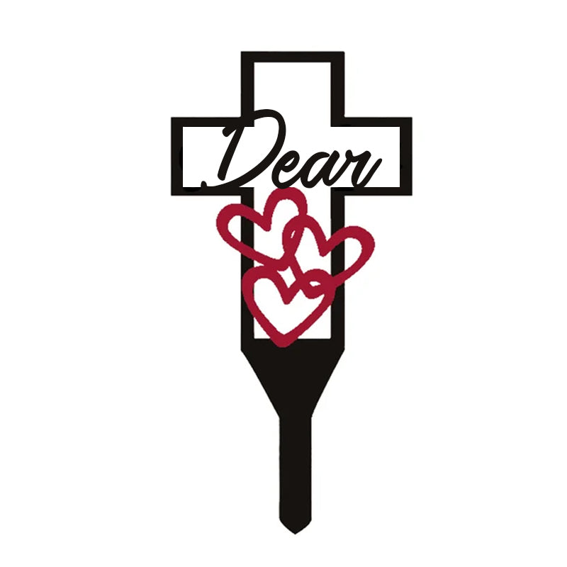 "Metallminne Korsstav för Föräldrar med rosor, robust ståldesign för att hedra minnen på kyrkogårdar och minnesplatser."