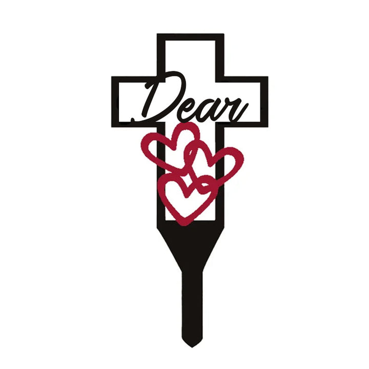 "Metallminne Korsstav för Föräldrar med rosor, robust ståldesign för att hedra minnen på kyrkogårdar och minnesplatser."