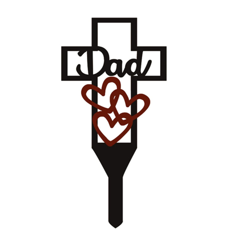 "Metallminne Korsstav för Föräldrar med rosor, robust ståldesign för att hedra minnen på kyrkogårdar och minnesplatser."