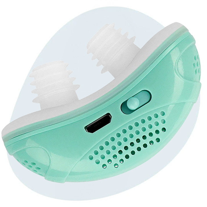Bärbar mikro CPAP-enhet för enkel användning vid sömnapné. Liten och diskret för resor.