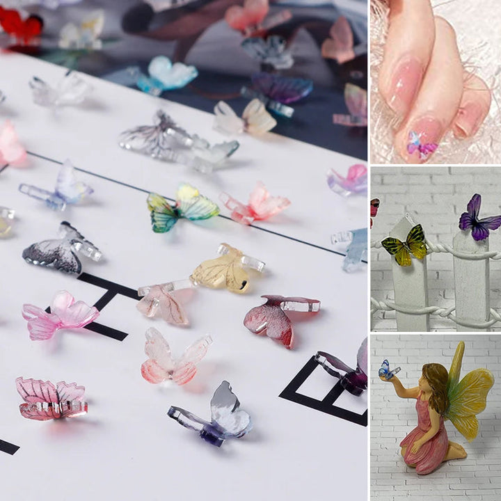 "Mikro Miniatyr Fjärilar Dekoration Akryl i olika färger och mönster, små och detaljerade, perfekt för hantverksprojekt."