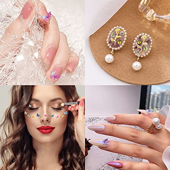 "Mikro Miniatyr Fjärilar Dekoration Akryl i olika färger och mönster, små och detaljerade, perfekt för hantverksprojekt."