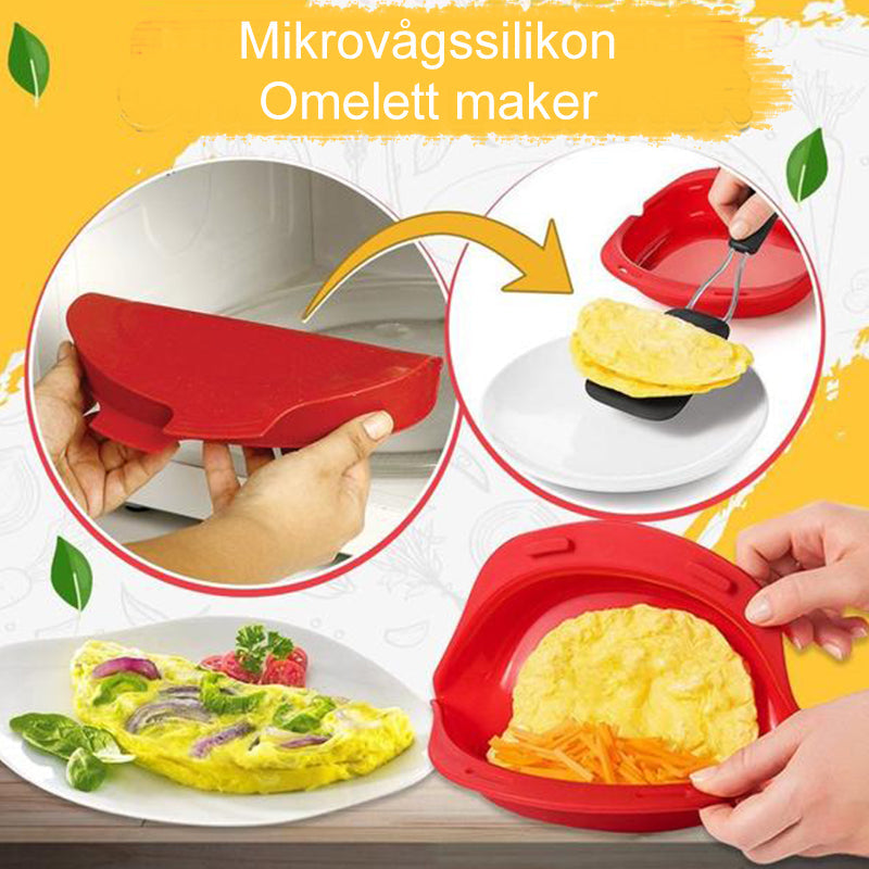 "Mikro silikon omelettform, röd, BPA-fri och non-stick, för snabb frukosttillagning i mikrovågsugn."