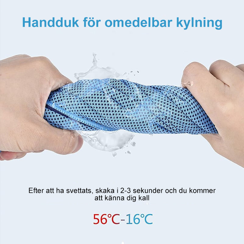 "Mikrofiberhandduk för sport, ljusblå med effektiv kylfunktion, idealisk för utomhusaktiviteter och träning."