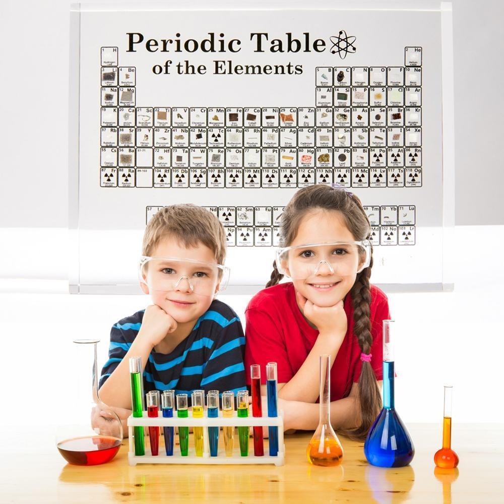 "Miljövänlig akrylskärm med periodiskt system, dekorativ och pedagogisk display för skrivbord."