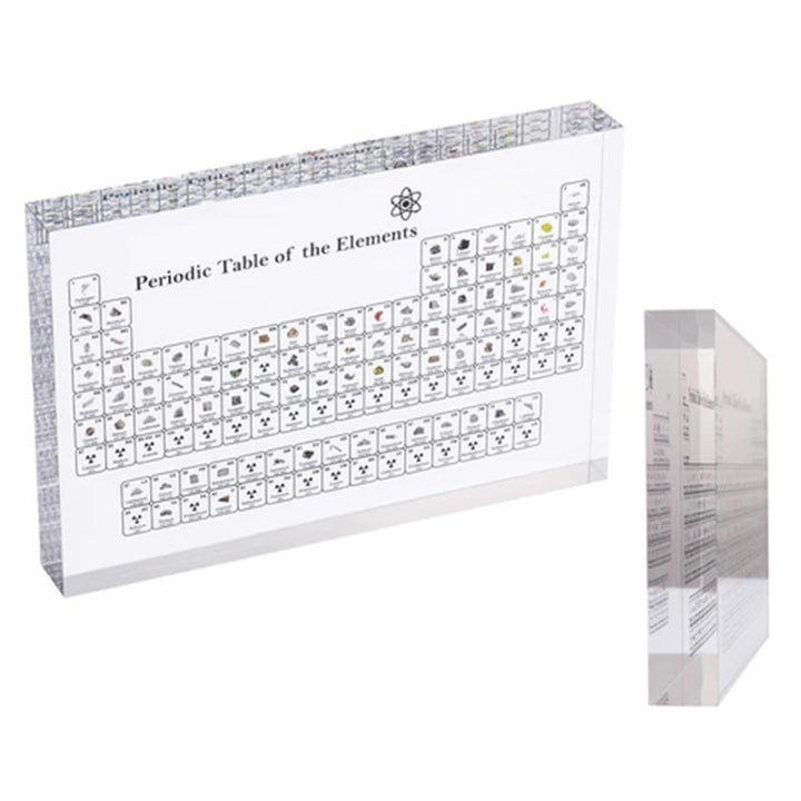 "Miljövänlig akrylskärm med periodiskt system, dekorativ och pedagogisk display för skrivbord."
