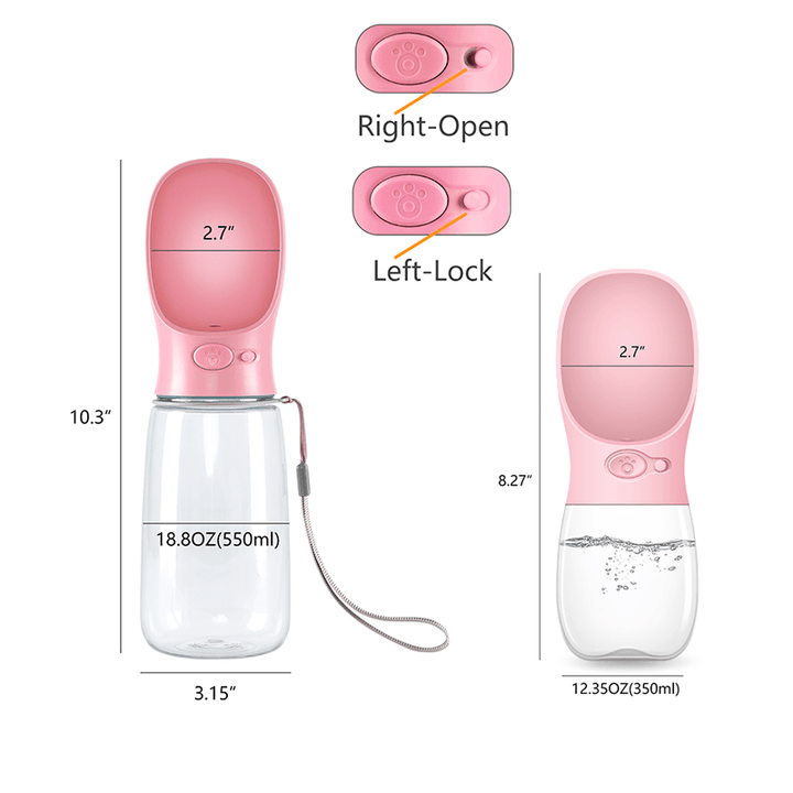 "Miljövänlig hund vattenflaska, läckagesäker, 350/550ml, vit, blå, rosa, förbättrad design för enkel användning utomhus"