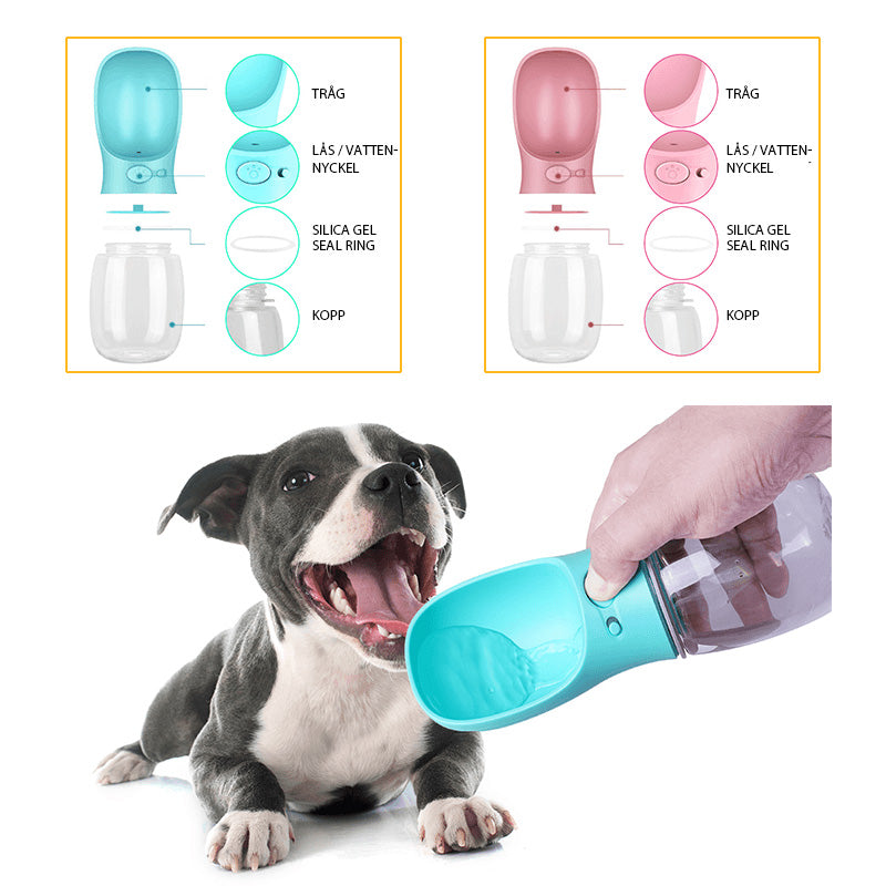 "Miljövänlig hund vattenflaska, läckagesäker, 350/550ml, vit, blå, rosa, förbättrad design för enkel användning utomhus"