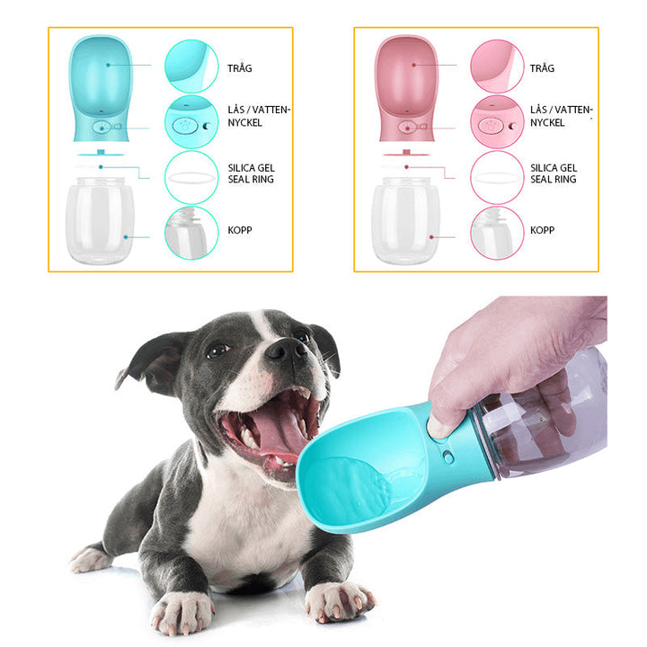 "Miljövänlig hund vattenflaska, läckagesäker, 350/550ml, vit, blå, rosa, förbättrad design för enkel användning utomhus"