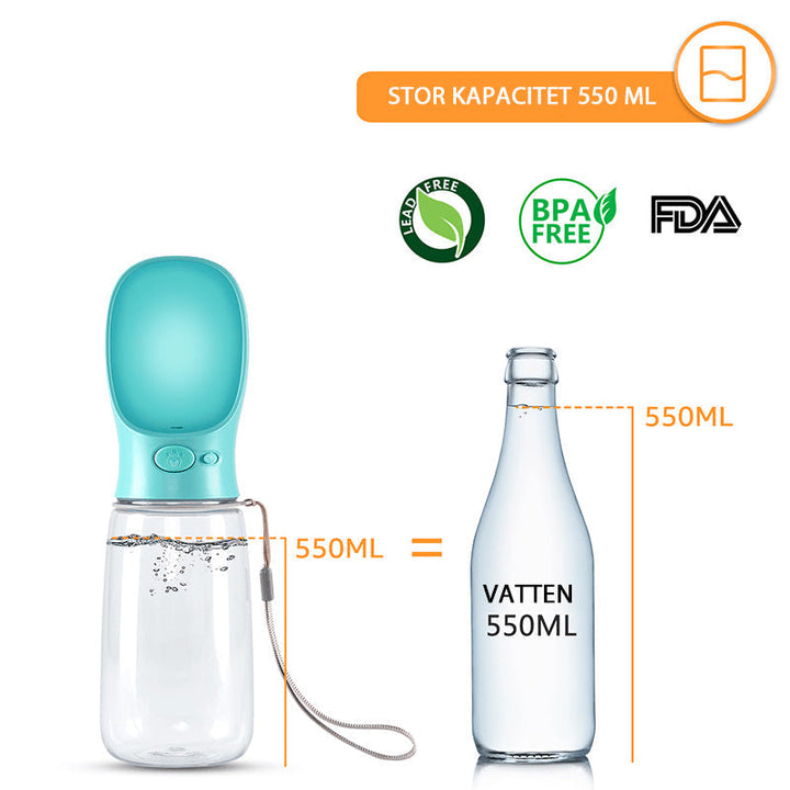 "Miljövänlig hund vattenflaska, läckagesäker, 350/550ml, vit, blå, rosa, förbättrad design för enkel användning utomhus"