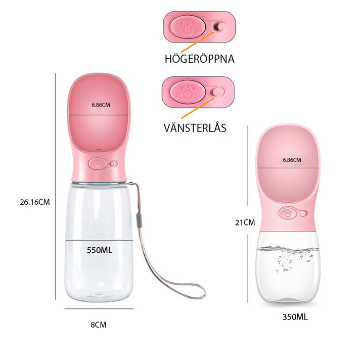 "Miljövänlig hund vattenflaska, läckagesäker, 350/550ml, vit, blå, rosa, förbättrad design för enkel användning utomhus"