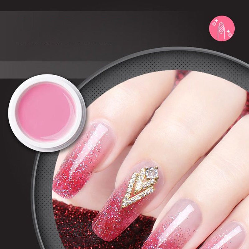 "Miljövänlig nagelförlängningsgel med fast konsistens och super vidhäftning, perfekt för eleganta nagelstilar."