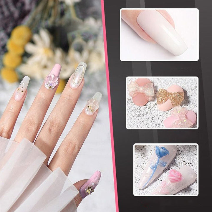 "Miljövänlig nagelförlängningsgel med fast konsistens och super vidhäftning, perfekt för eleganta nagelstilar."