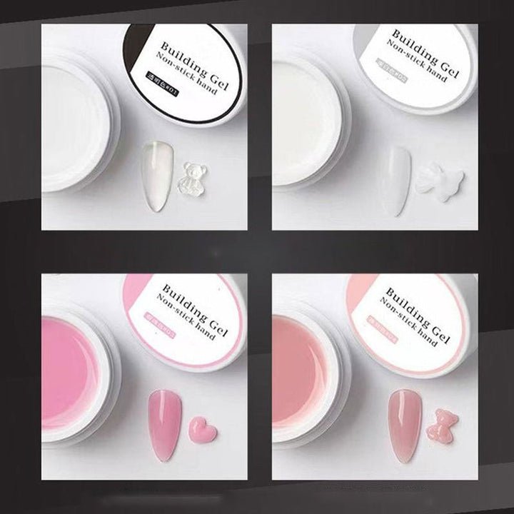 "Miljövänlig nagelförlängningsgel med fast konsistens och super vidhäftning, perfekt för eleganta nagelstilar."