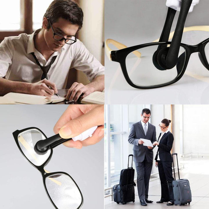 "Miljövänligt glasögonrengöringsverktyg, kompakt design, säker för linser, idealisk för enkel rengöring på språng."