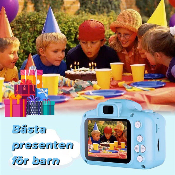 Mini HD digitalkamera för barn i ljusa färger med roliga fotoeffekter, perfekt för kreativa och lekfulla ögonblick.