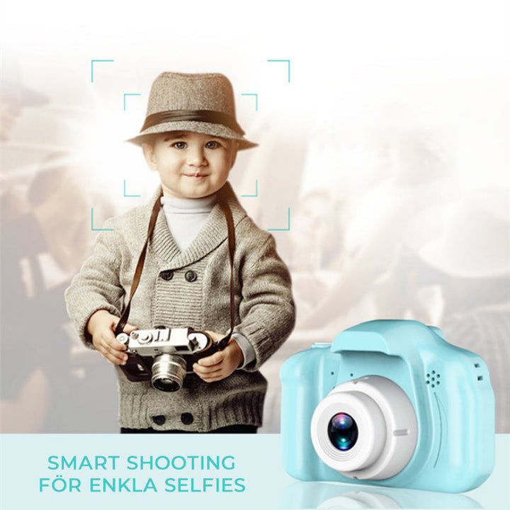 Mini HD digitalkamera för barn i ljusa färger med roliga fotoeffekter, perfekt för kreativa och lekfulla ögonblick.