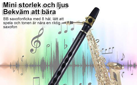"Mini pocket saxofon för nybörjare, bärbar och lätt med solid ABS-konstruktion, ton nära riktig saxofon, svart färg."