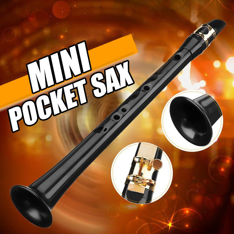 "Mini pocket saxofon för nybörjare, bärbar och lätt med solid ABS-konstruktion, ton nära riktig saxofon, svart färg."