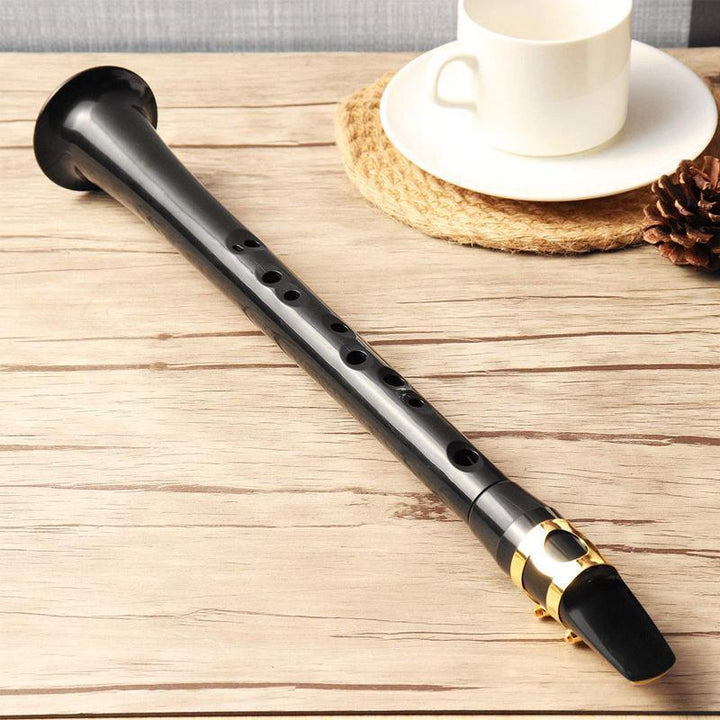 "Mini pocket saxofon för nybörjare, bärbar och lätt med solid ABS-konstruktion, ton nära riktig saxofon, svart färg."