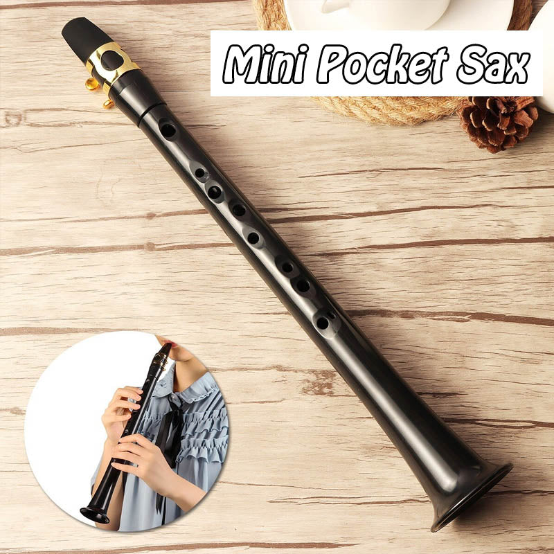 "Mini pocket saxofon för nybörjare, bärbar och lätt med solid ABS-konstruktion, ton nära riktig saxofon, svart färg."