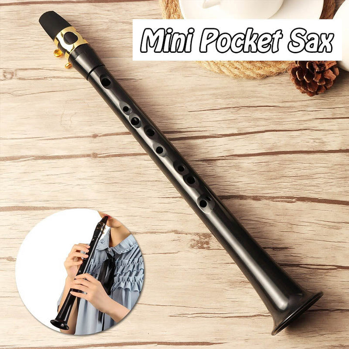 "Mini pocket saxofon för nybörjare, bärbar och lätt med solid ABS-konstruktion, ton nära riktig saxofon, svart färg."