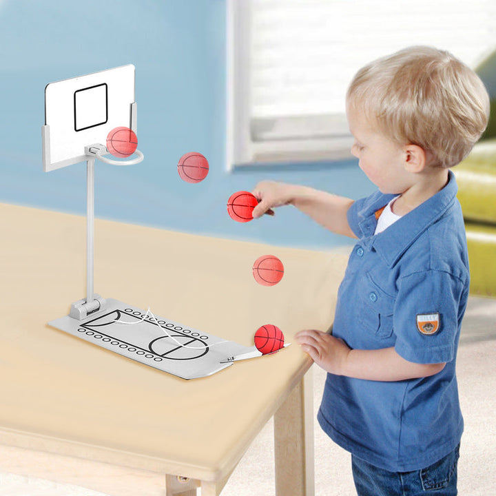 "Mini skrivbord basketspel i svart/silver, kompakt, fällbar, perfekt för kontor/hemma, avkopplande och stresslindrande aktivi