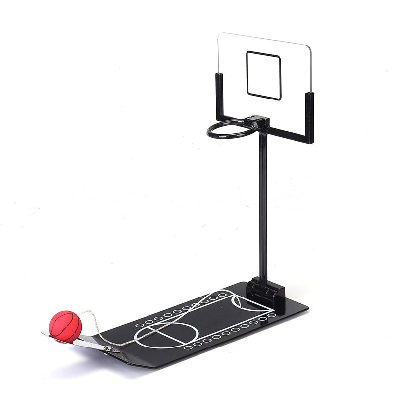 "Mini skrivbord basketspel i svart/silver, kompakt, fällbar, perfekt för kontor/hemma, avkopplande och stresslindrande aktivi