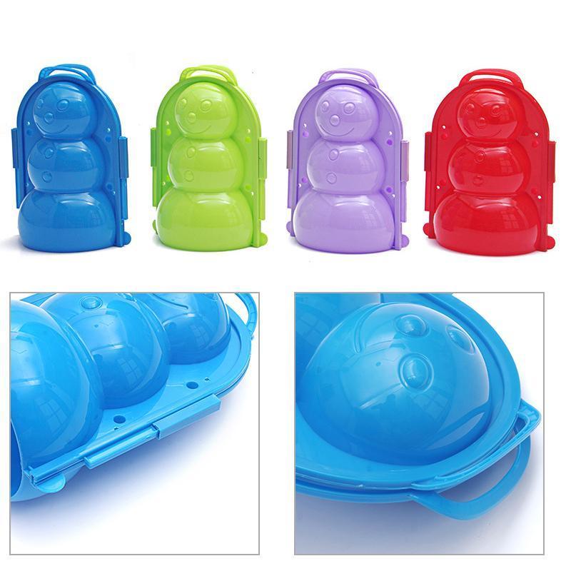 "Mini snögubbeform i färger röd, blå, grön och rosa, perfekt för att skapa små snögubbar för lek utomhus."