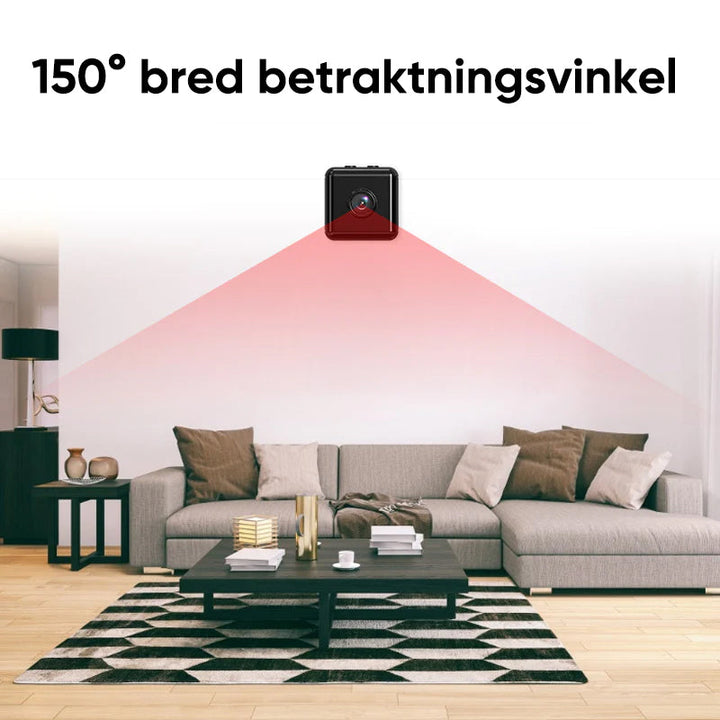 "Mini WiFi spionkamera med HD, nattseende, kompakt svart design, smälter in diskret, för hem- och husdjursövervakning."