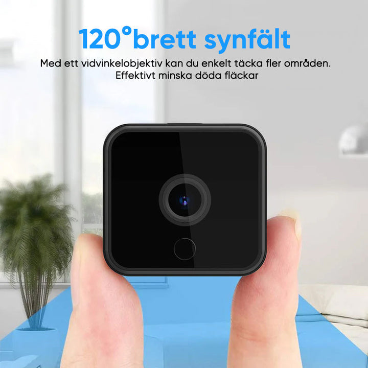"Mini WiFi spionkamera med HD, nattseende, kompakt svart design, smälter in diskret, för hem- och husdjursövervakning."
