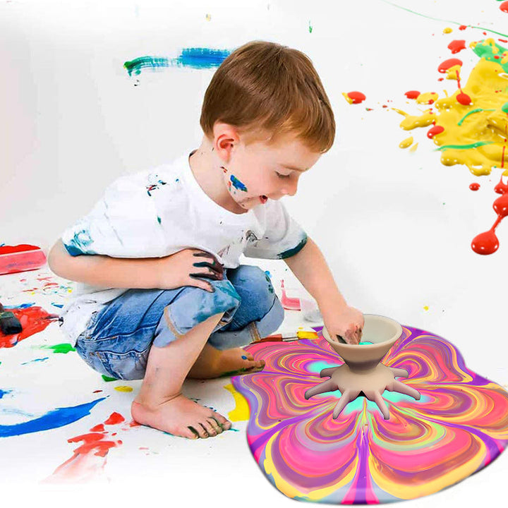 "Miniatyrmålande kopp för färgkonst med 7 dispensben på vit bakgrund, perfekt för akrylmålning och kreativa projekt."