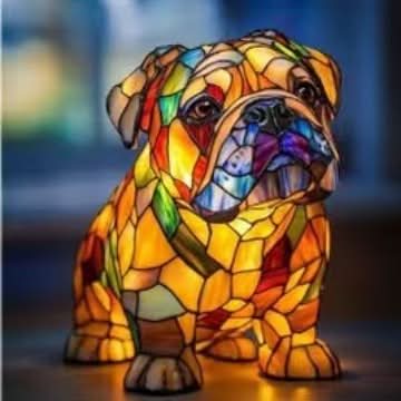 Presentidé: LED-bordslampa med gulligt hundmotiv. USB-driven, varmvit och snygg inredningsdetalj.