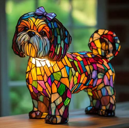 LED-bordslampa för djurvänner, med hundmotiv. Minimalistisk, USB-ansluten och varmvit.