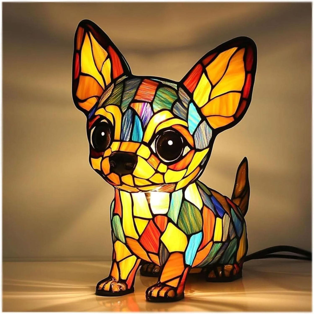 Minimalistisk LED-lampa med hundmotiv. Varmvit belysning, USB-laddning. Perfekt på kontoret.