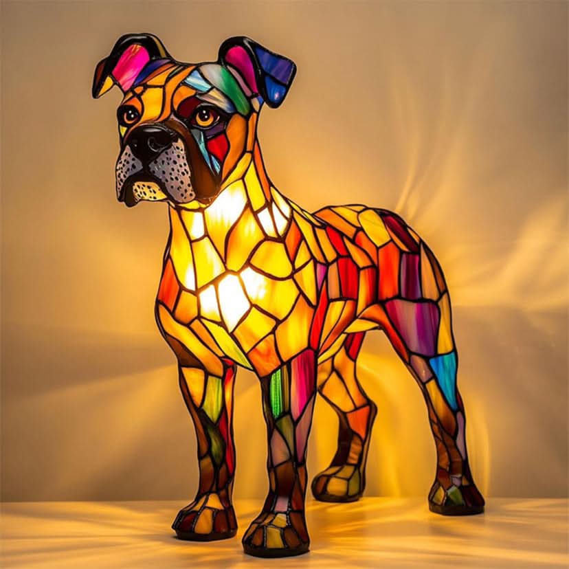 Minimalistisk LED-lampa med hundmotiv. Varmvitt ljus. Perfekt som present eller inredning.