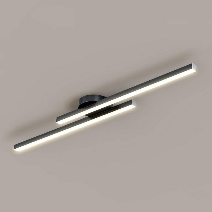 Minimalistisk LED taklampa i aluminium för modern inredning.