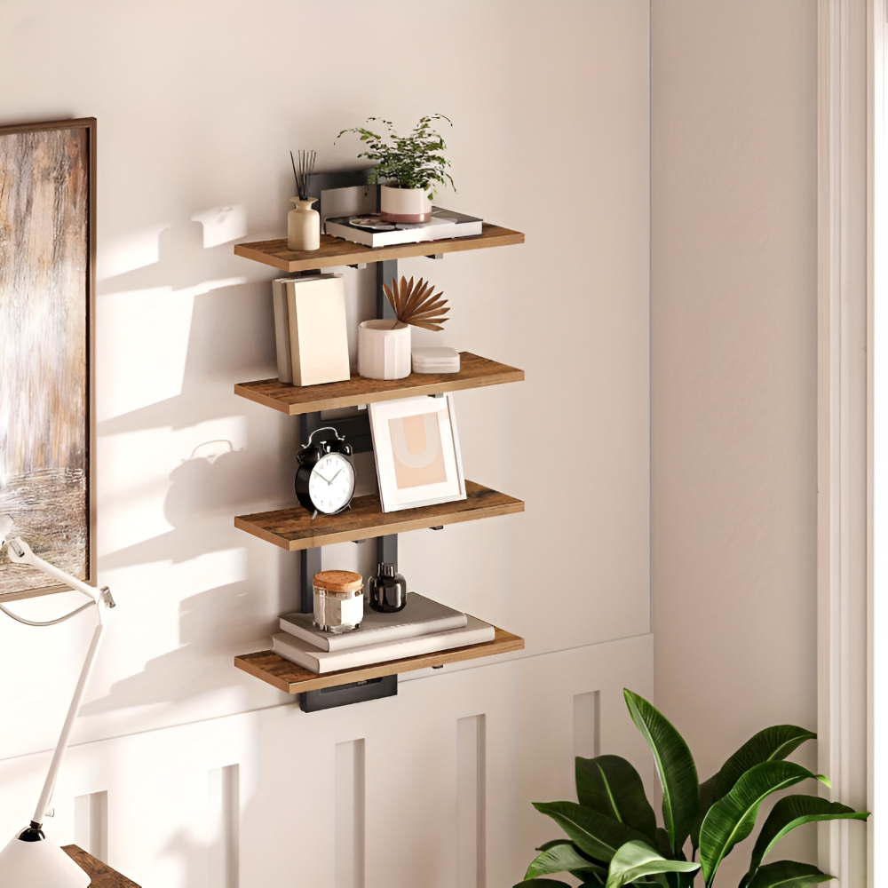 Vägghylla i elegant, minimalistisk design med två hyllplan. Perfekt för stilren förvaring och inredning.