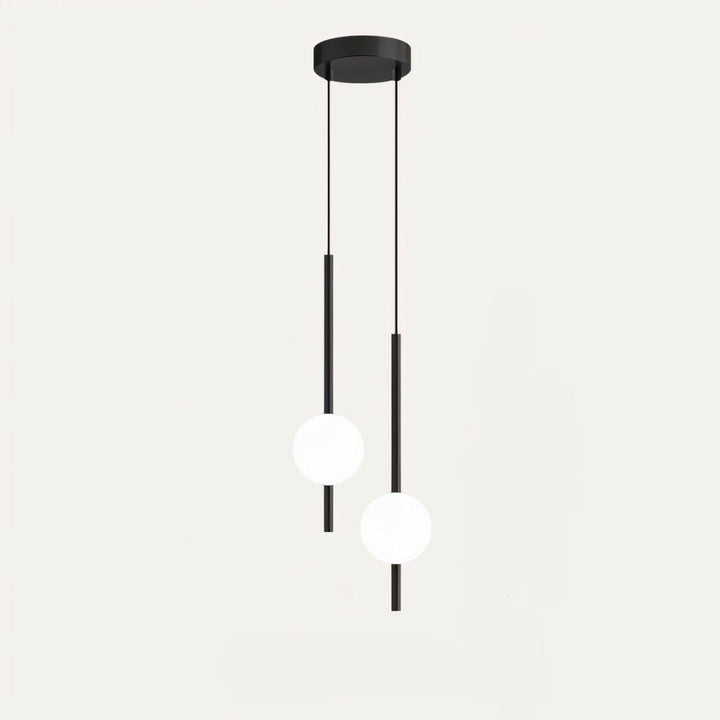 Svart och mässingsfärgad LED-pendellampa, modern vertikal designlampa för minimalistisk heminredning.