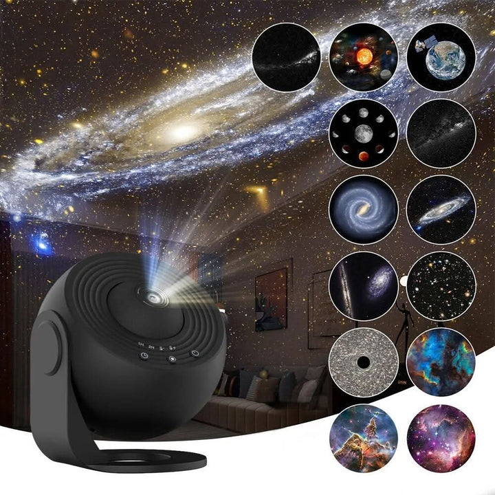 Elegant led-projektor som skapar en livfull galaxprojektor. En modern nattlampa för mysig atmosfärslampa.